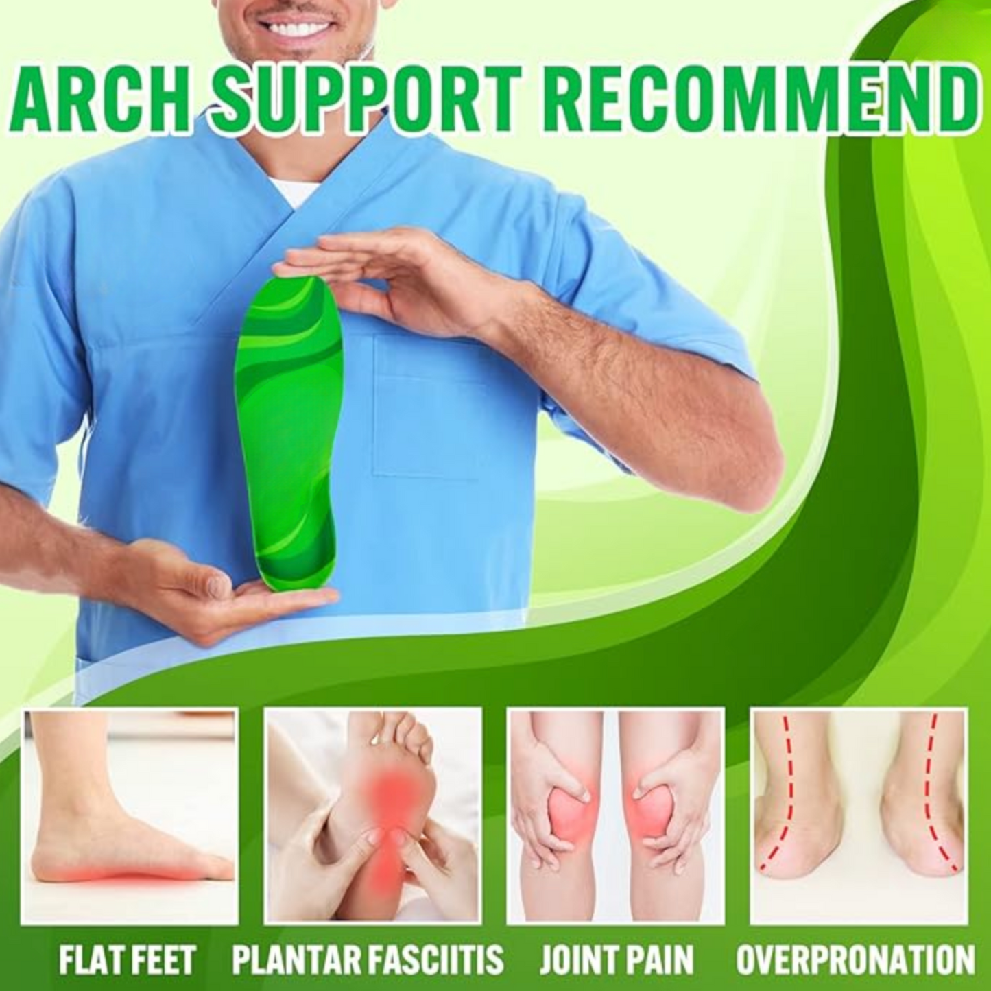 Unisex Adult Orthodontic Arch Support Shoe Insoles